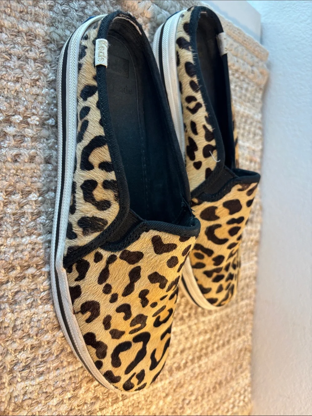 Keds + Kate Spade Leopard-Print Slip-On Sneakers - Tan and Black Size 7